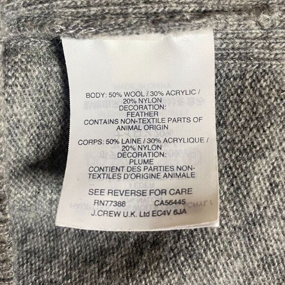 J. Crew Wool Blend Sweater Women's Size S Gray Feather Trimmed Embellished Luxe - Picture 5 of 6